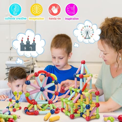Image of Sky Tech Magnetic Sticks Building Blocks for Kids Toys for Girls | Magnetic Toys for Boys Age 3+Year 4 5 6 7 8 10 12 14 Old Educational Stem Learning Magnet Stick with Balls Game (25 pcs)