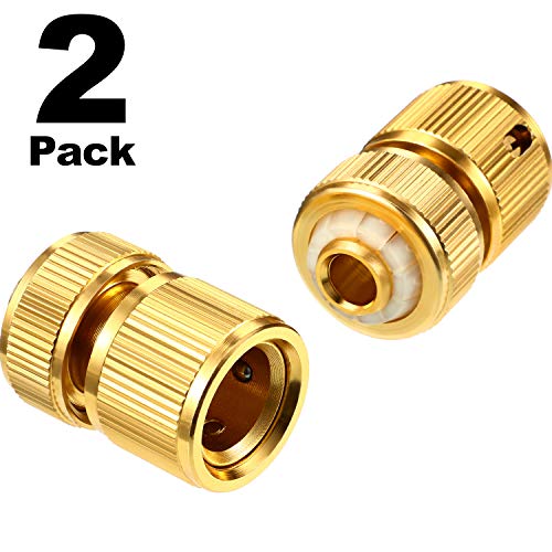 Zhanmai Paquet de 2 raccords de Tuyau de Jardin en Laiton pour Robinet de Tuyau de Jardin (Raccord Rapide Femelle en Laiton)
