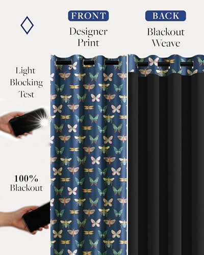Image of Cloth Fusion Printed 100% Blackout Door Curtains 7 Feet Long Set of 2