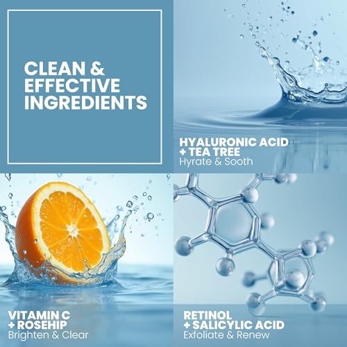 Image of Vitamin C Serum for Face with Retinol & Salicylic Acid - Skin Clearing Acne Spot Treatment with Niacinamide, Hyaluronic Acid, MSM - Anti-Aging Facial Serum for Dark Spots and Blemishes, 2 Fl Oz