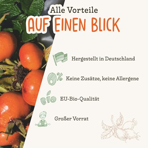 Hagebutten Kapseln Bio, 160 Stück, ohne Zusätze, 500mg