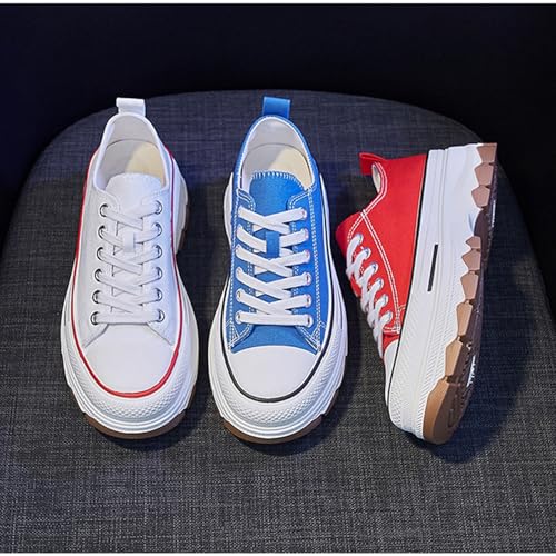 Platform Canvas Sneakers for Women Low Top Chunky Canvas Shoes Non Slip Preppy Shoes Breathable Fashion Sneakers4