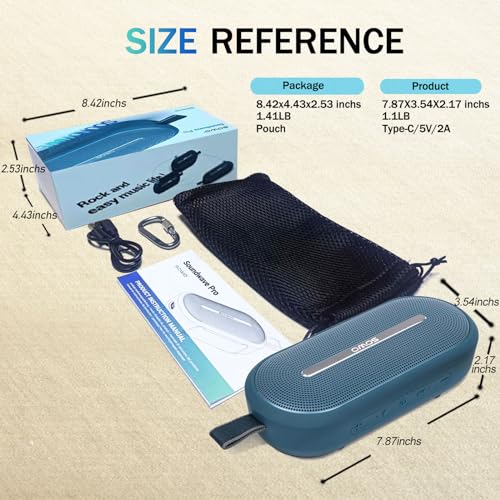 Image of SOWO Portable Bluetooth Speaker with Powerful Bass - Wireless Speaker with Partyboom Technology - 30W, IP67 Waterproof - Stereo Sound for Outdoor, Camping and Travel Use - Blue