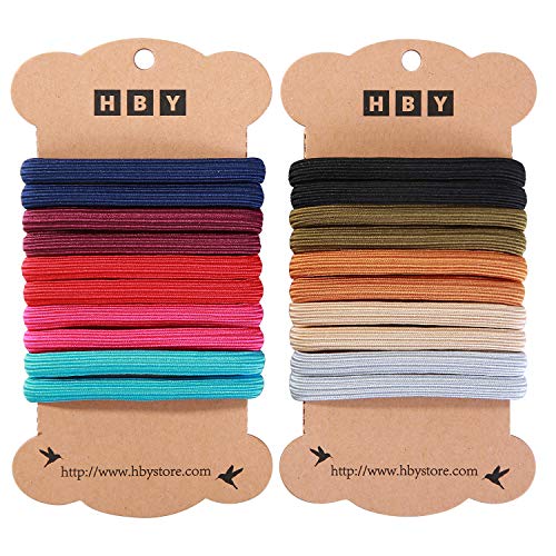 20 Pack: Large Elastics Hair Ties Pony Ponytail Holders for Thick Hair - Stretchy Elastic Hair Bands for Women and Girls