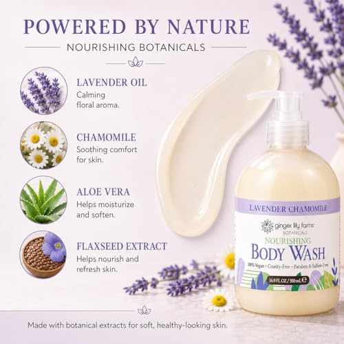 Image of Ginger Lily Farms Botanicals Body Wash, 16.9oz /6pk, Lavender Chamomile