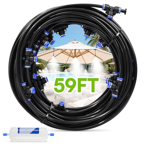 RAINPOINT 59FT Outdoor Misting System Kit with 17 Nozzles