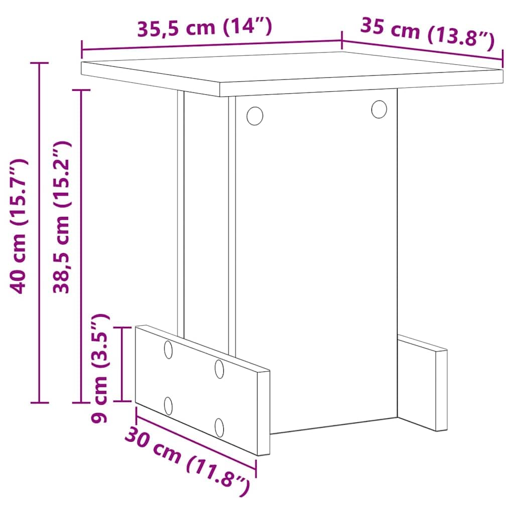 Tavolino in rovere Sonoma, 35,5 x 35 x 40 cm, con cassetto, per soggiorno, camera da letto, ufficio, moderno, salvaspazio, design organizer