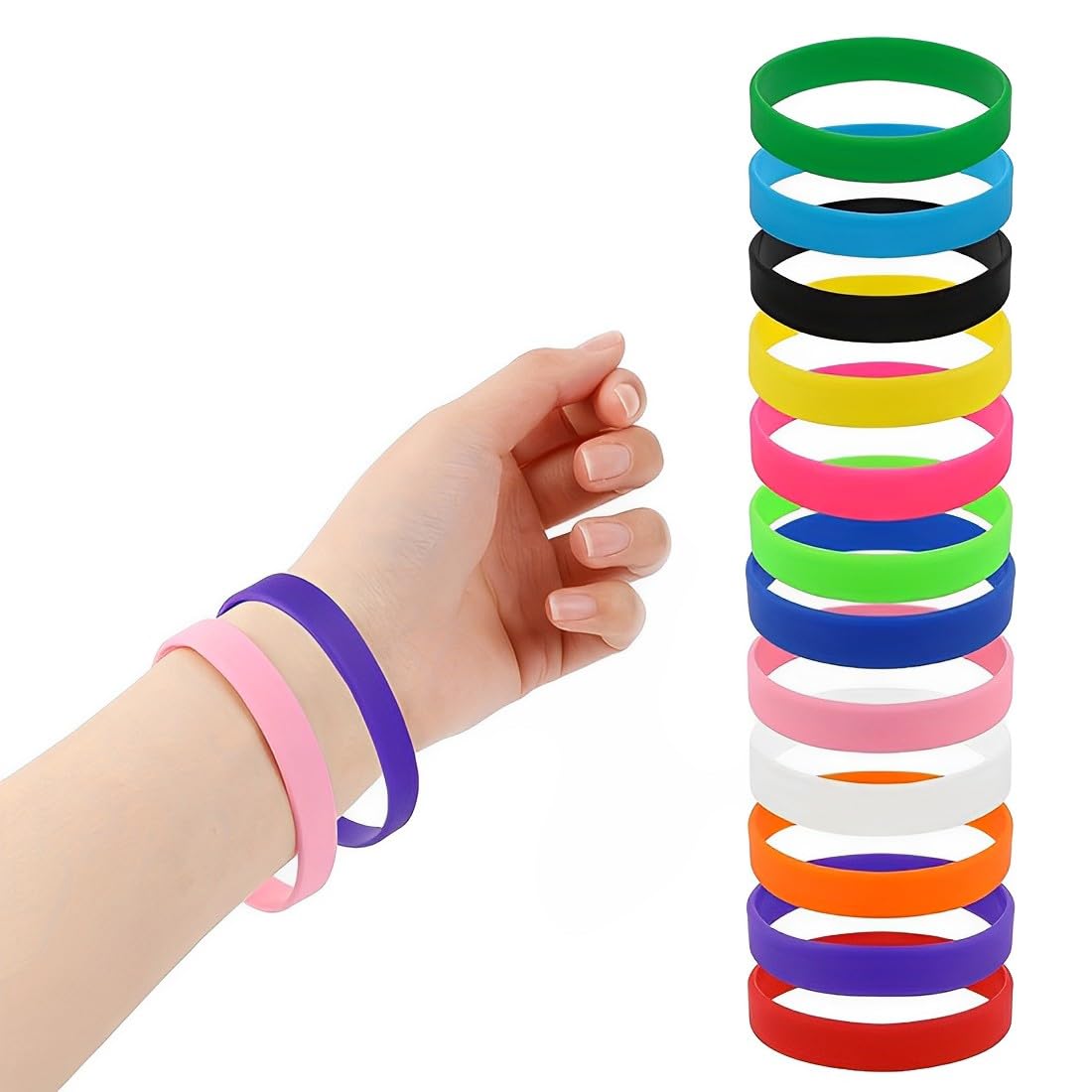 GOGO 120 Pezzi di Braccialetti di Gomma per Bambino, Braccialetti in Silicone, Accessori per Feste, Braccialetto Elastico Multicolore - Colori Assortiti