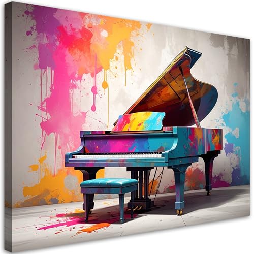Tableau Musique Piano Coloré Feeby pour une Ambiance Chaleureuse dans le Salon