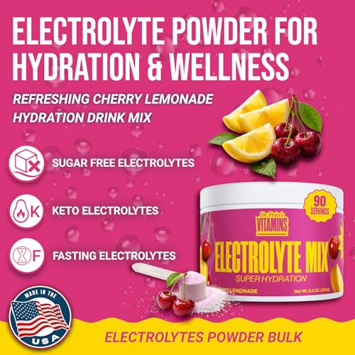 Image of Dr. Price's Vitamins Electrolytes Powder, Cherry Lemonade, 90 Servings | Sugar Free Hydration, Electrolyte Mix, Bulk Powder, Sodium, Potassium & 72+ Trace Minerals, Keto Friendly, Doctor Formulated