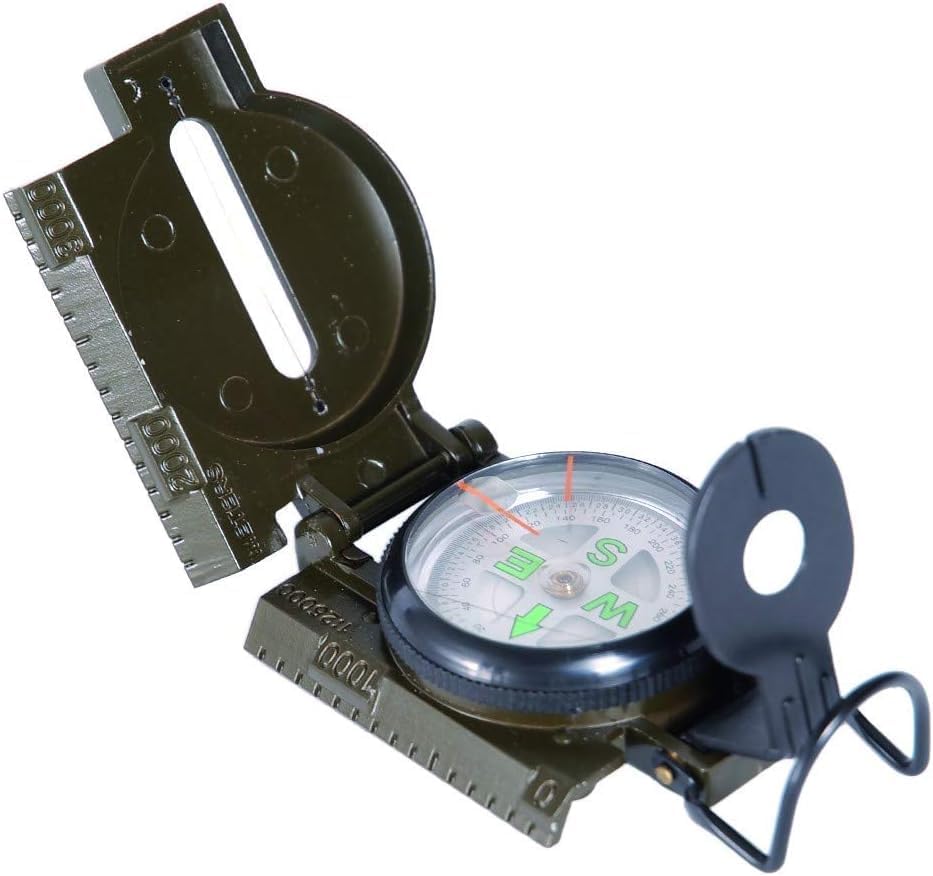 Eis Magnetic Military Folding Scale Pocket Suitable for Camping Hiking Outdoor Activities Compass | 1 Pcs Dark Green Color | Lensatic Compass for Outdoor Camping and Exploration-image-1