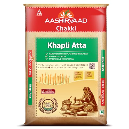 Image of Aashirvaad Khapli Atta 1KG | Emmer Wheat Flour | High Fiber & Protein | Aids Digestion | Ancient Grain |Soft & Nutritious Rotis