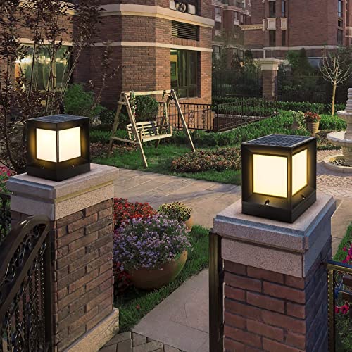 Osaladi Solar Outdoor Deck Post Cap Lights, Waterproof Led Color Changing Fence Post Lights With Remote Control, High Brightness Solar Post Lights For Fence Deck Patio Garden Decoration #TOP1