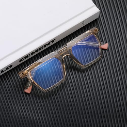 Image of Blue Light Blocking Glasses, TR90 Rectangle Computer Glasses With Anti Eyestrain & UV Glare Protection (Champagne)