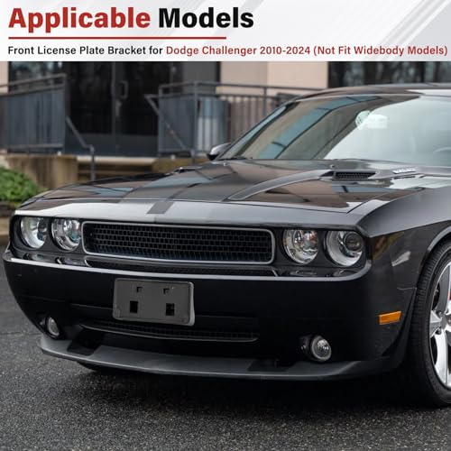 Image of License Plate Bracket Accessories for Dodge Challenger 2010-2026 (Not Fit Widebody Models), Front Bumper License Plate Holder Replacement Frame Black Mount