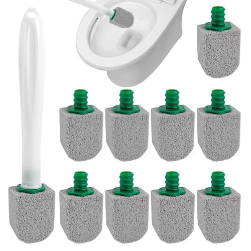 Piedra para inodoro, 10 bloques de limpieza, eliminación potente de suciedad, mango alargado, fácil de colgar, cepillo de inodoro de piedra pómez, adecuado para limpiar inodoros y suelos (gris)