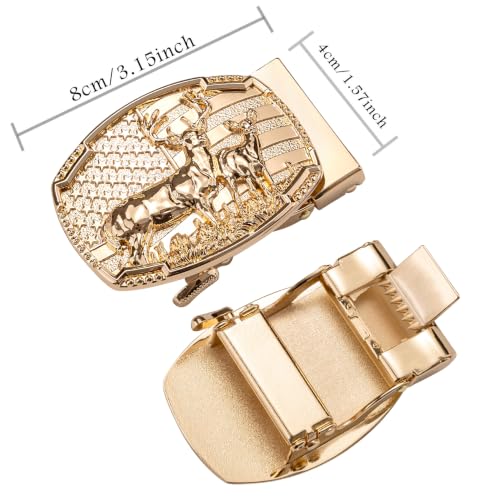 Image of Dubulle Mens Ratchet Belt Gold Click Buckle Adjustable Leather Belts