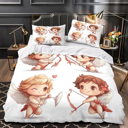Parure de lit Cupidon en microfibre résistante qui ne rétrécit pas au lavage
