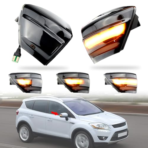 MKptopia LED Signal de rotation dynamique Miroir latéral Lumière clignotante séquentielle Lampe indicateur 2X Compatible avec Fo-rd S-Max 07-14 Ku-ga C394...