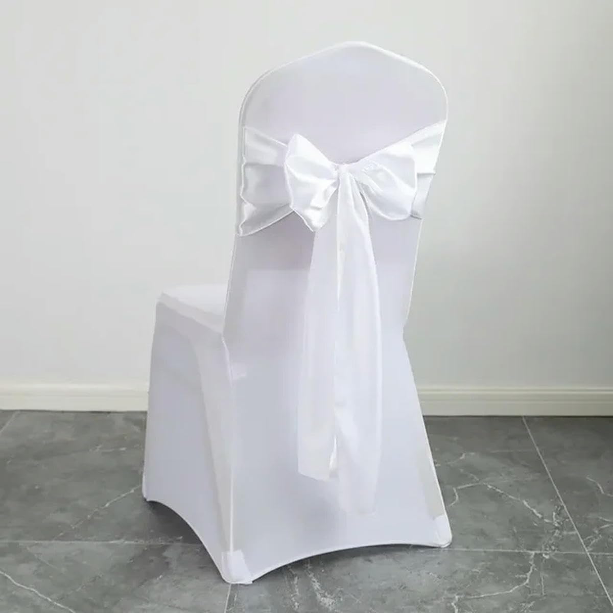 QeeFop 50 Pezzi Satin con Sedie Decorate con Fiocco Design, Decorazione per Sedia in Raso, Fasce in Raso per Sedie, Decorazione per Sedia per Matrimoni, Banchetti, Ricevimenti (Blu