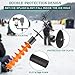 PPOLB Ice Fishing Auger, 8'' Ice Auger Bit, 40'' Cordless Nylon Ice Drill Auger with 18'' Extension, Universal Adapter, Replacement Blade Kits, Top Plate, Ice Scoop and Blade Guard, Orange