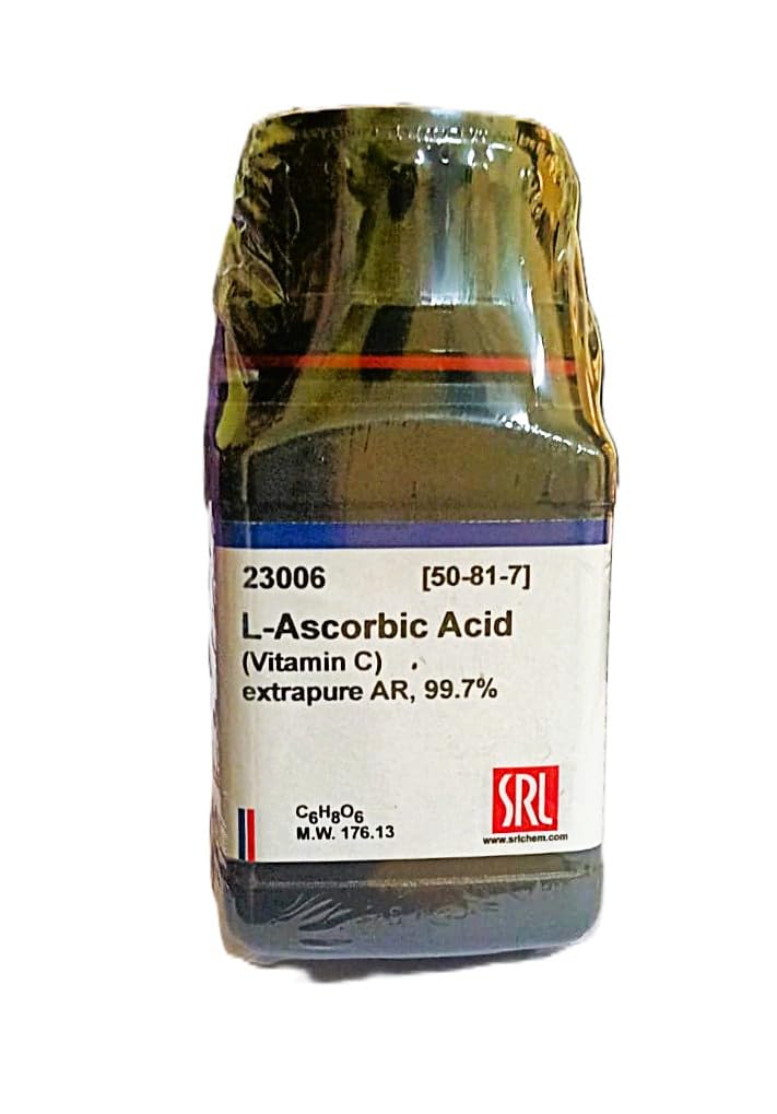 SRL L-Ascorbic Acid extrapure, 99%, 100Gm, CAS 50-81-7, Molecular Formula : C6H8O6, Storage : Room Temperature, Shelf Life : 60 Months, for laboratory use only-image-8