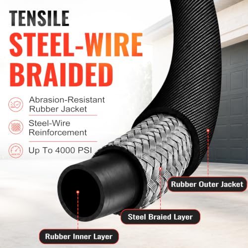 YAMATIC 50FT Steel-Wire Braided Pressure Hose