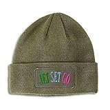 Patch Beanie for Men & Women Jet Set Go Funny Aircraft Winter Hats Acrylic Skull Cap Hats 1 Size Olive Green