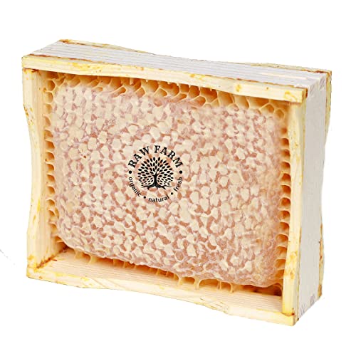 Raw Farm 400 g de flores silvestres orgánicas crudas en marco de madera, directamente de la colmena