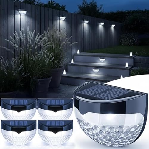 GloBrite Garden Lights - Pack of 4 Outdoor Lights - Waterproof Night Light for Pathway, Patio, Deck, Fence - Solar Security Light with Dusk to Dawn Sensor - Outdoor Lighting