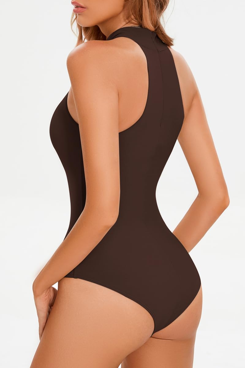 CHYRII Womens Sexy Halter Bodysuit Tops Sexy Cutout Sleeveless Going Out Tops - Image 2
