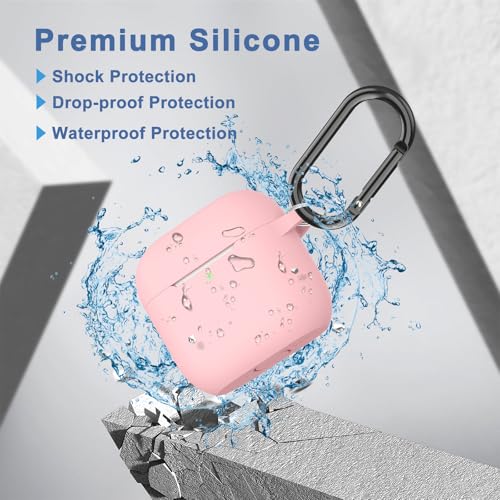 Image of Tobfit Case for AirPods 4 Case Cover 2024 with Lanyard & Keychain, Soft Silicone Protective Case for Apple AirPods 4th Generation, Full Protection, Support Wireless Charging, Pink