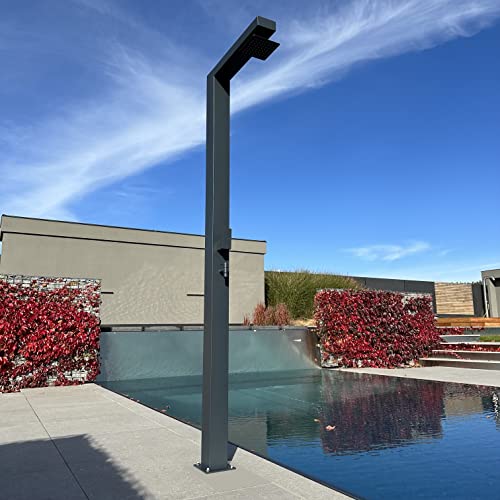 KORY Modelo A1 ducha solar antracita acero inoxidable 20 litros ducha de jardín ducha de piscina al aire libre…
