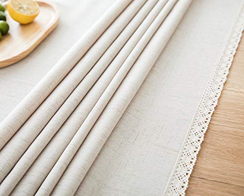 Villa Feel Solid Woven Table Cloth No-Iron Waterproof Durable Resistant Fabric Tablecloths For Rectangle Tables(54 X 120 Oblong - Beige Yarn Dye) #TOP4