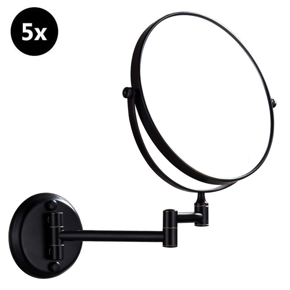 Specchio da Parete Specchio cosmetico da Viaggio Specchio Piatto HD Specchio per Trucco Rotondo Rotazione a 360 Gradi per la rasatura del Trucco