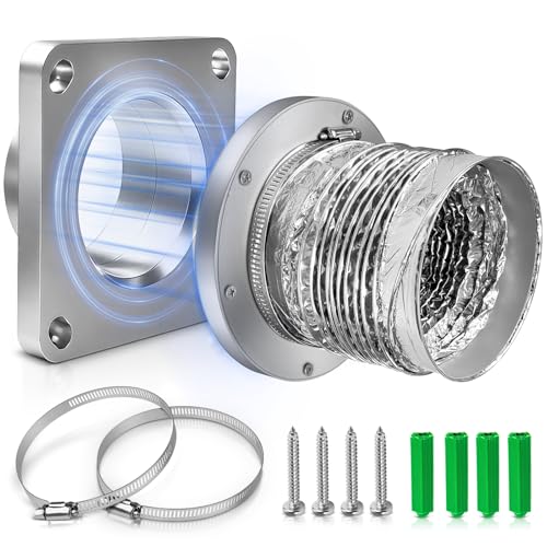 Magnetic Dryer Vent Coupler with 4 inch Hose,Magnetic Dryer Vent Coupling for Connection and Disconnection,Magnetic Dryer Vent Connector Kit Strong Magnetic Self-connection(silver)