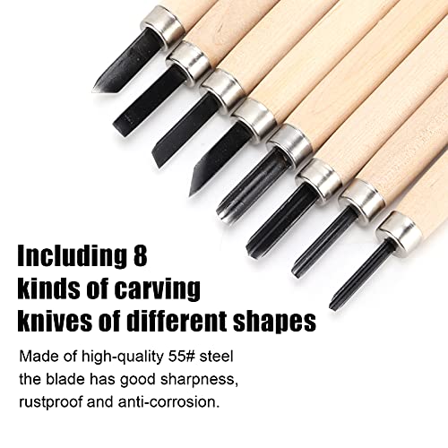 01 02 015 Wood Carving Tools, Wood Carving Knife 8pcs Wood Carving Knife Kit with Plastic Storage Box for Clay for Wood for