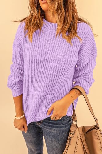 PRETTYGARDEN Fall Sweaters for Women 2025 Fashion Long Sleeve Casual Ribbed Knit Winter Clothes Pullover Jumper Tops
