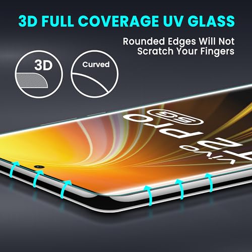 Image of FIRST MART Military-Grade UV Tempered Glass for Vivo V29, V30 Pro, V30e 5G and T2 Pro 5G (6.78 Inch) - 9H Hardness,Full Adhesive UV, Bubble-Free, Edge to Edge [2 Pack]