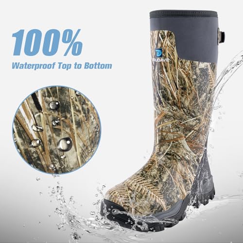 Image of Trudave Hunting Boots for Men, Waterproof Rubber Boots with Steel Shank, 5mm Neoprene Camo Insulated Outdoor Hunting Boots (Size 5-14)