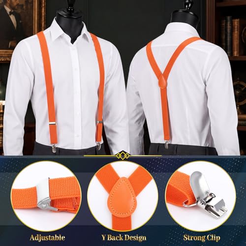 Image of 9 Pieces Y Back Style Unisex Suspenders Adjustable Elastic Suspenders for Men Women Rainbow braces with Clip for Pants