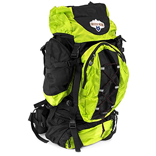 70L Internal Frame Hiking and Camping Daypack Backpack with Ripstop Water-Resistant Nylon (Lime)