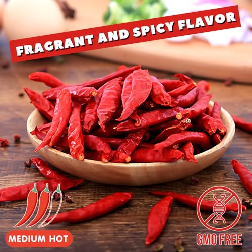 Image of Yimi Dried Chili Peppers 3 Pack Bundle - Arbol, Guajillo, Sichuan Spicy Hot Chiles, Super Pack of Dry Whole Pepper Chiles, for Mexican Asian Dish (18oz Total), Ideal for Gift