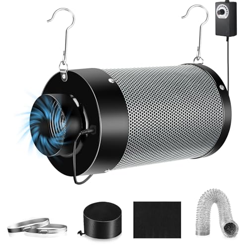 Atour 4'' Air Filtration Kit – 12-Speed Control, Quiet 14cm Fan & Carbon Filter. Includes 6.7' Ducting + Vent Cover. Perfect for Grow Tents, Indoor Gardens. Cool, Ventilate, Banish Odors – All-in-One.