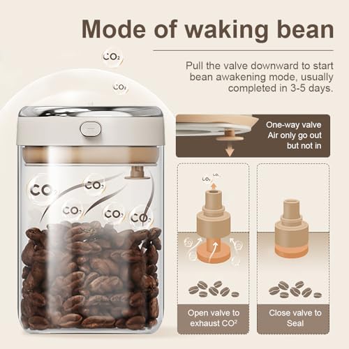 Miniatura 3 de Irctek Contenedor De Almacenamiento De Granos De Café Con Válvula Unidireccional, Tapa Hermética, Rastreador De Fecha Y Más Alimentos Frescos