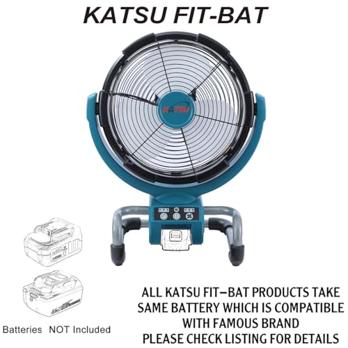 KATSU FIT-BAT 18V/21V Cordless AC/DC Camping Jobsite Fan 12 Inch 3 Speed 3 Timer Control Electric Portable Desktop Fan for Workshop Indoor Outdoor, No Battery and Charger 2 KATSU FIT-BAT 18V/21V Cordless AC/DC Camping Jobsite Fan 12 Inch 3 Speed 3 Timer Control Electric Portable Desktop Fan for Workshop Indoor Outdoor, No Battery and Charger - Image 2