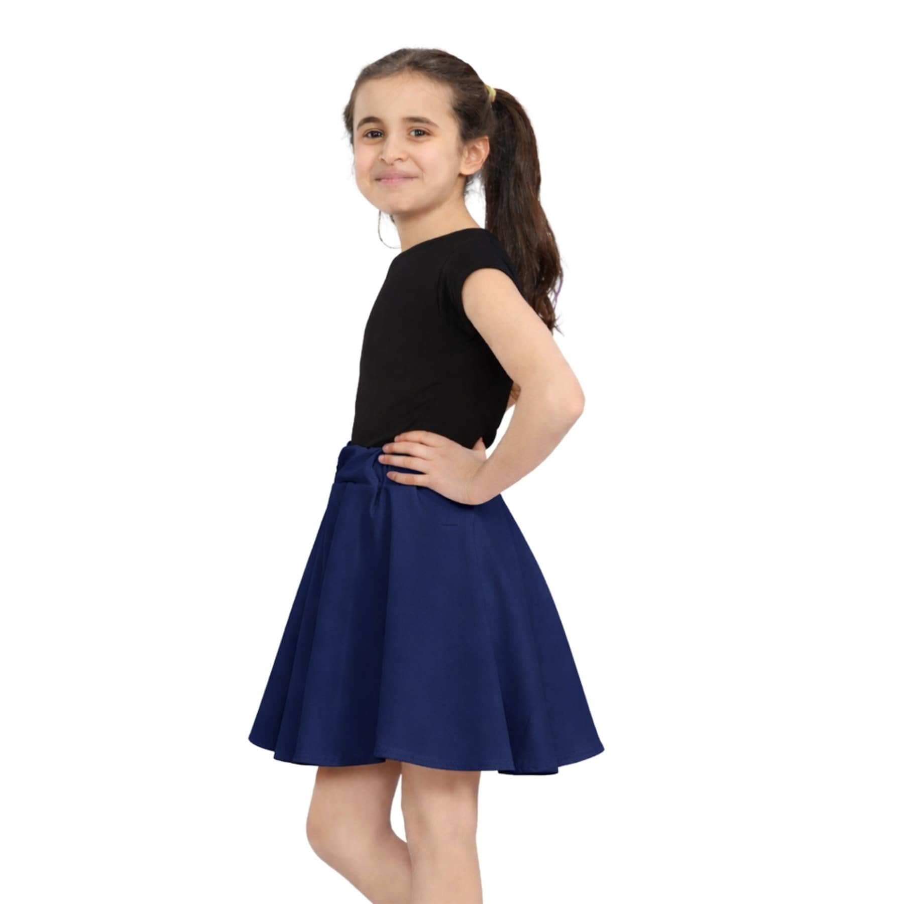 Lot de 3 jupes patineuses pour filles, taille haute, longueur genou, mini jupe évasée noire pour danse ballet, jupes décontractées unies pour uniforme scolaire et fête, bleu marine, 11-12