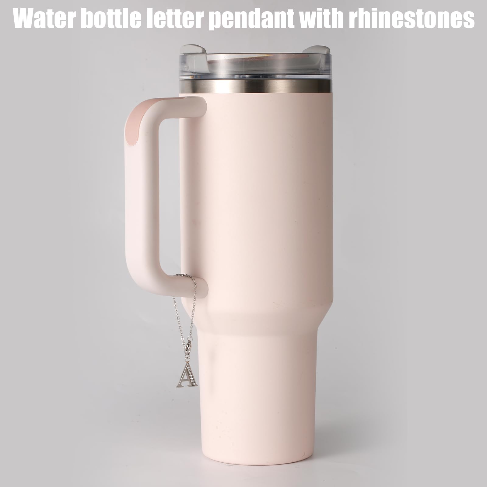 NQEUEPN Ciondolo con Lettera per Stanley Tazza, Strass Ciondoli Alfabeto Ciondolo con Maniglia Alfabetica con Nome Personalizzato Ciondolo con Lettera per Stanley Accessori