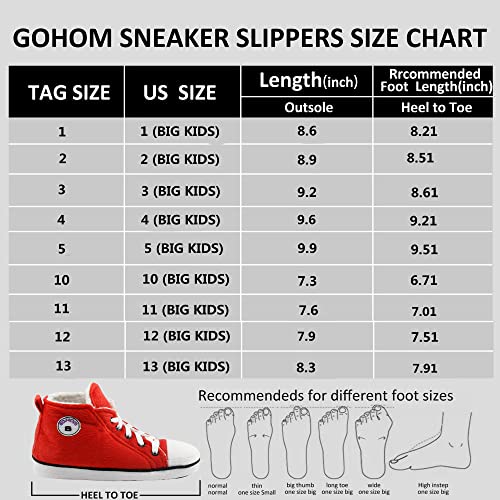 Gohom Children's Fleece Winter Indoor Slipper Boots House Red&Black Us 11 #TOP1