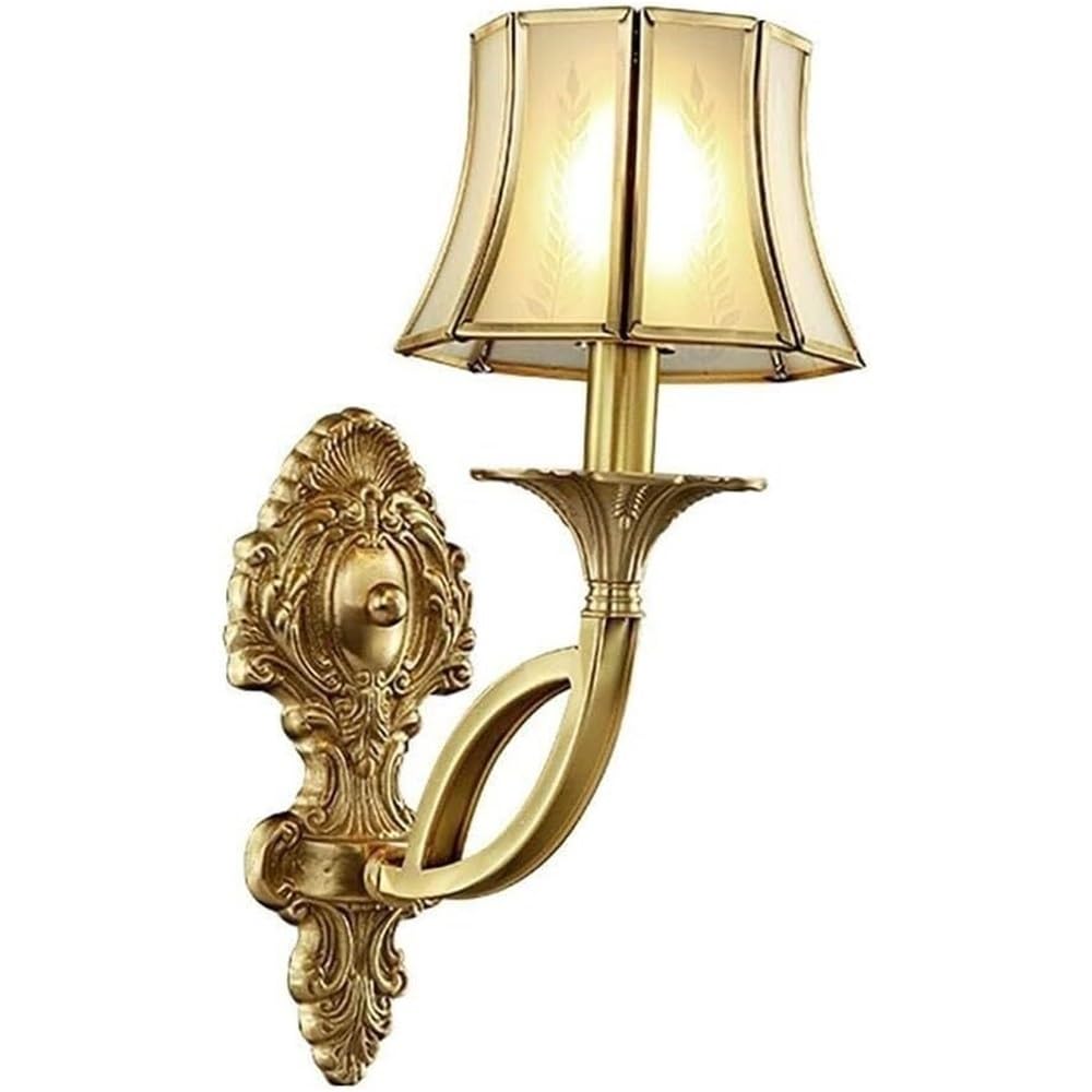HPTHLY European Retro Bedside Wall Light Vintage Staircase Brass Wall Sconce Nordic Antique Hallway Indoor Home Decor Wall Mounted Lamp For Living Room Aisle